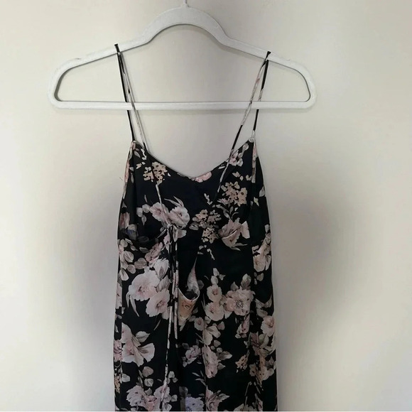 Mod Ref 90's Inspired Black Floral Midi Slip Dress Tie Back Size Small - Picture 4 of 7